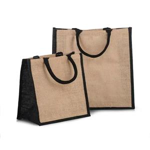 Natural Jute Black Trim Bags with Luxury Padded Handles