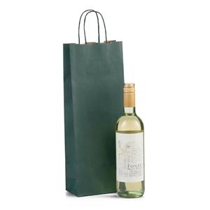 Italian Green Paper One Bottle Bag with Twisted Handles