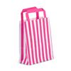 Shocking Pink Candy Stripe Flat Handle Carrier Bags
