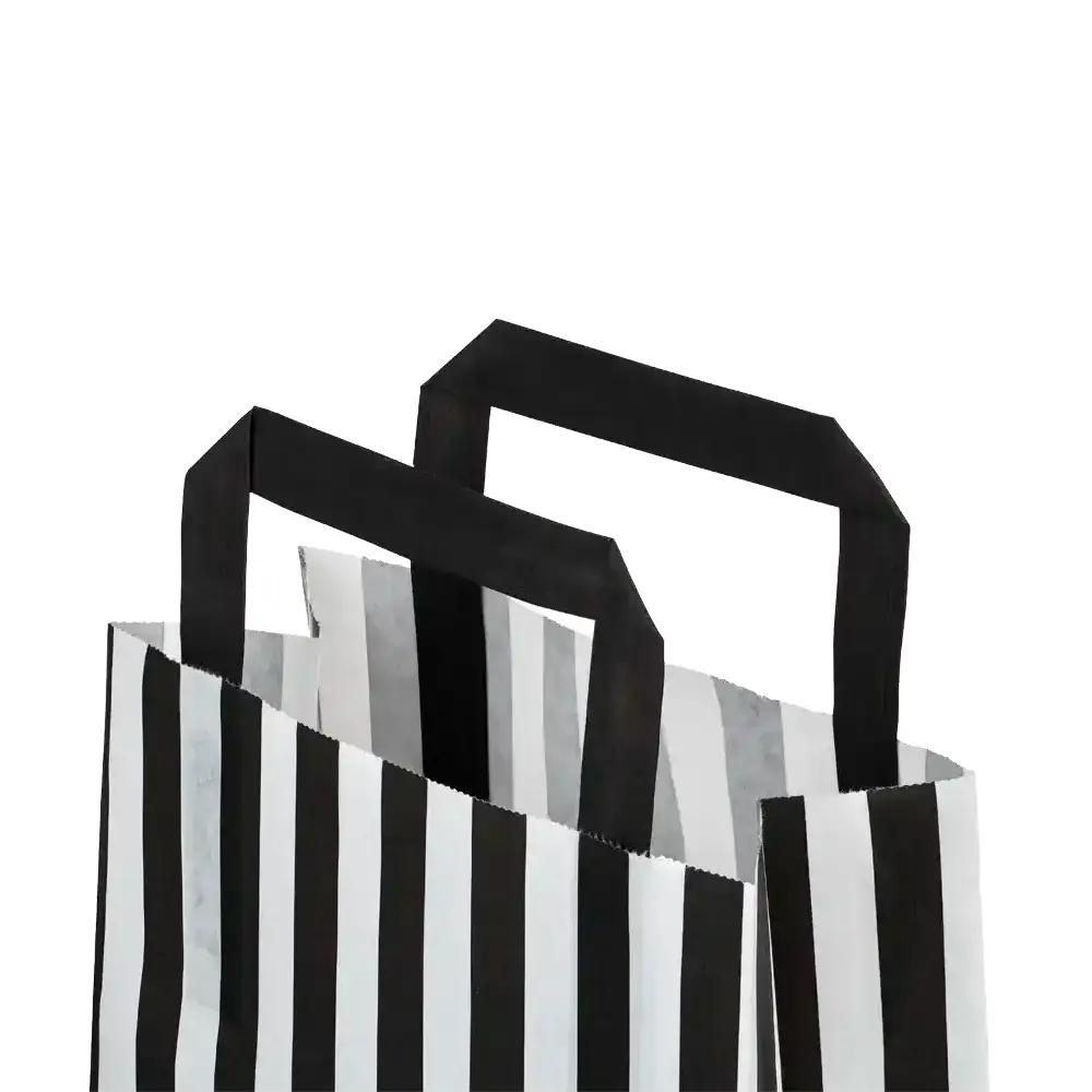 Black Candy Stripe Paper Carrier Bags