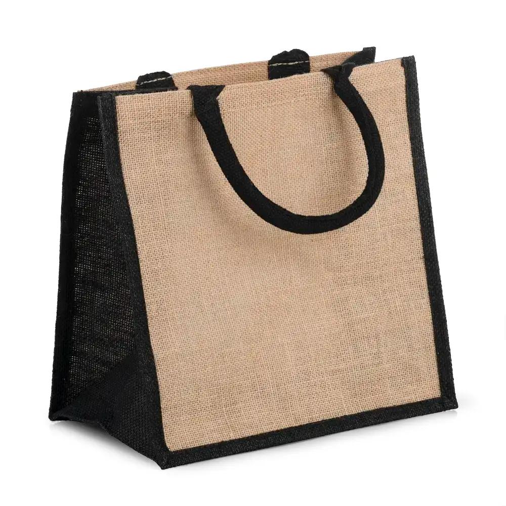 Natural Jute Black Trim Bags with Luxury Padded Handles