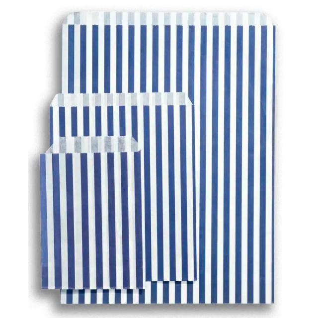 Dark Blue Candy Stripe Paper Bags