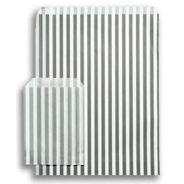Grey Candy Stripe Paper Bags