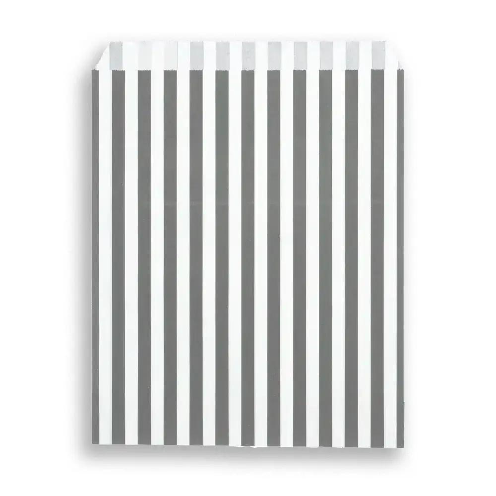 Grey Candy Stripe Paper Bags