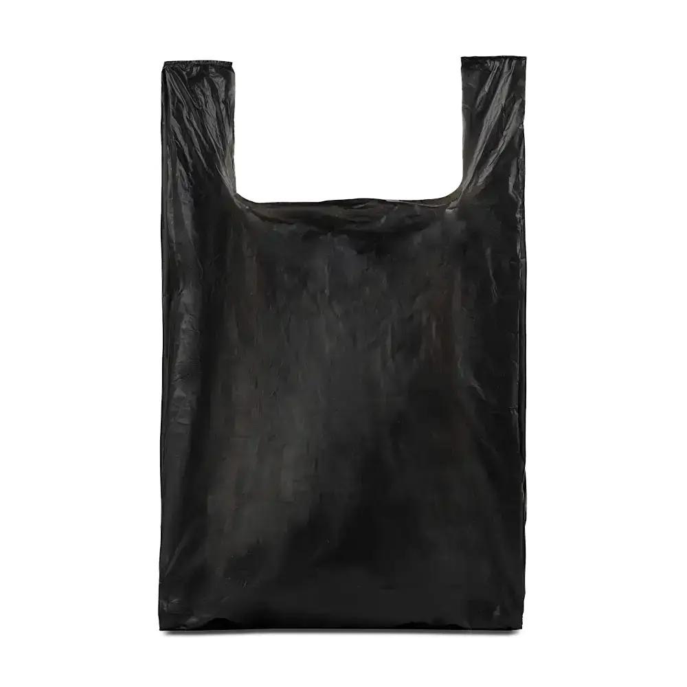 Recycled Black Vest Style Plastic Carrier Bags