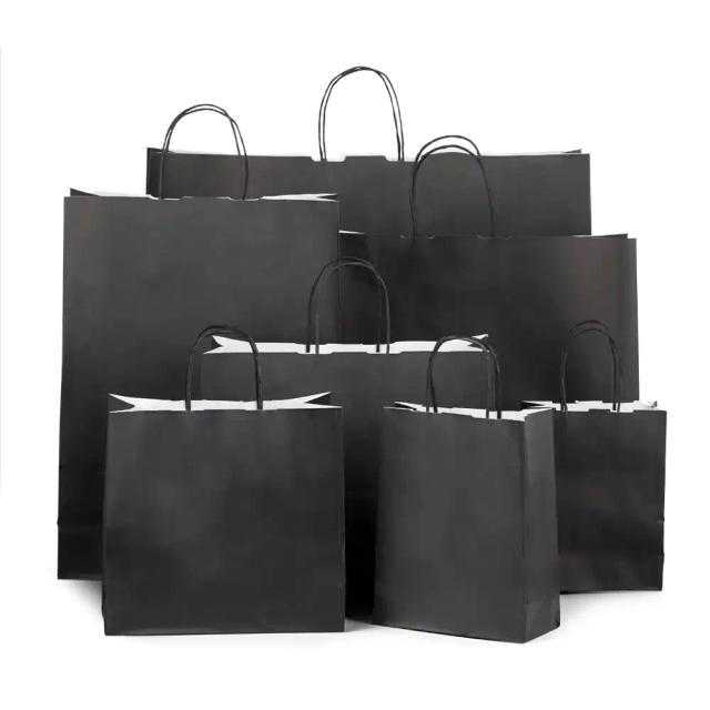Black Premium Italian Paper Carrier Bags with Twisted Handles