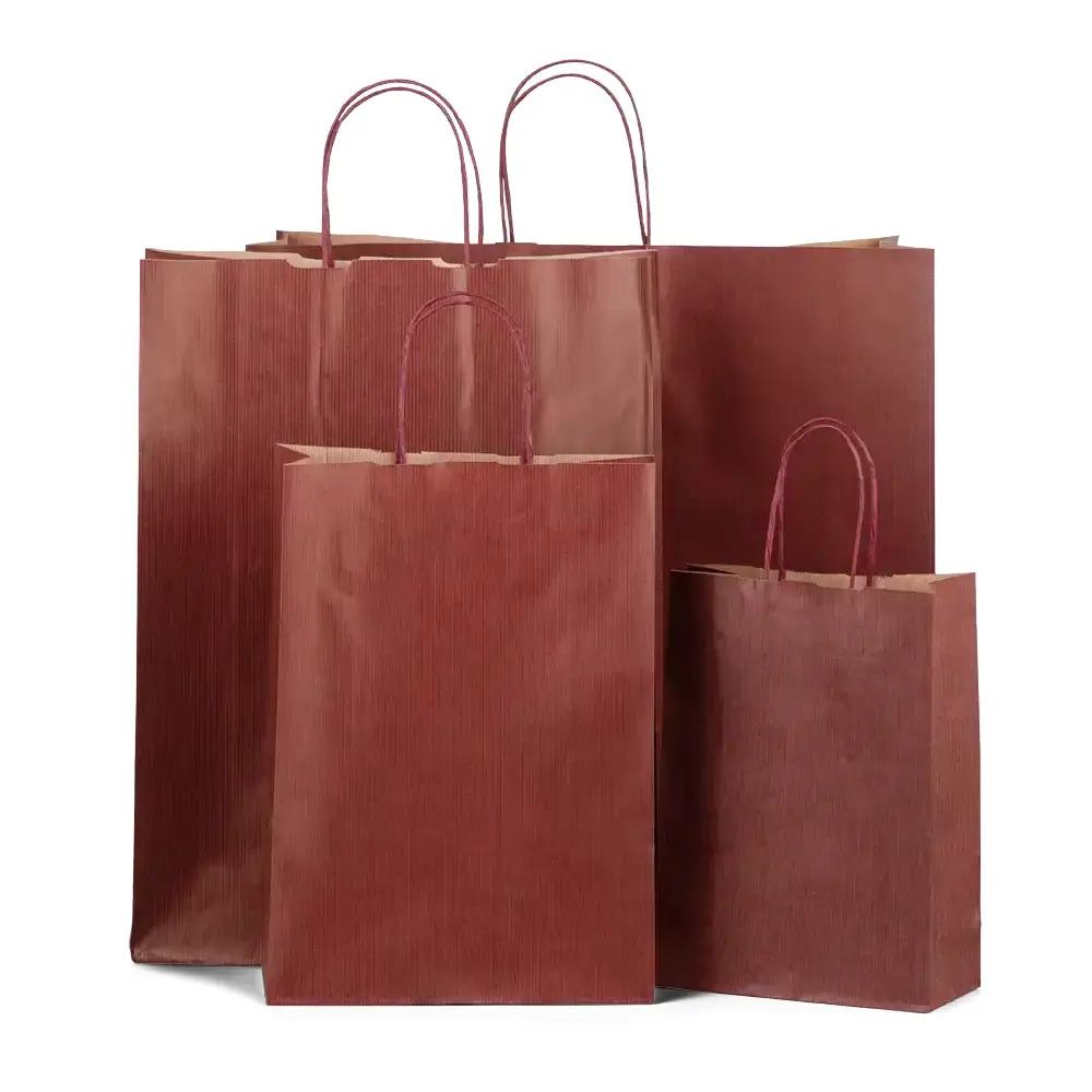 Burnt Red Premium Italian Paper Carrier Bags with Twisted Handles