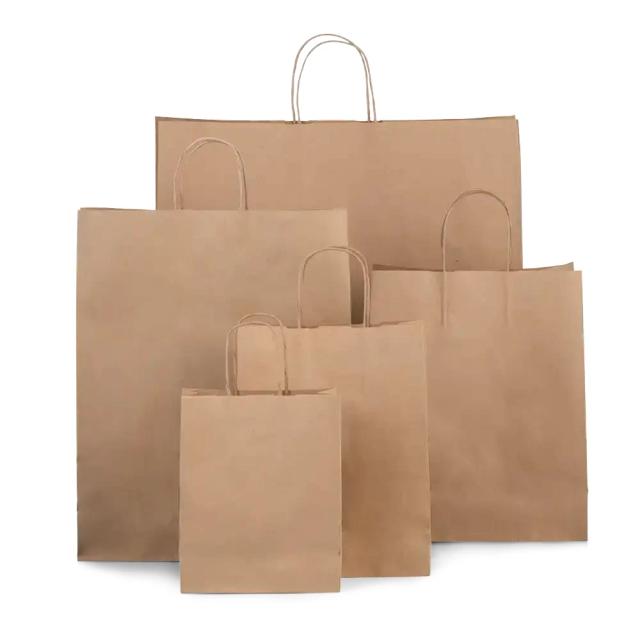 Value Brown Recycled (Unribbed) Paper Carrier Bags with Twisted Handles