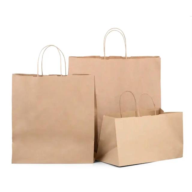 Brown Wide Base Paper Carrier Bags With Twisted Handles