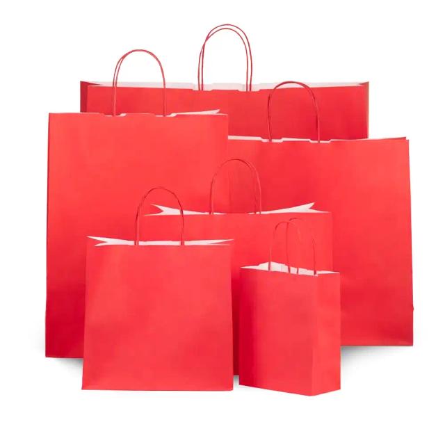 Cherry Red Premium Italian Paper Carrier Bags with Twisted Handles