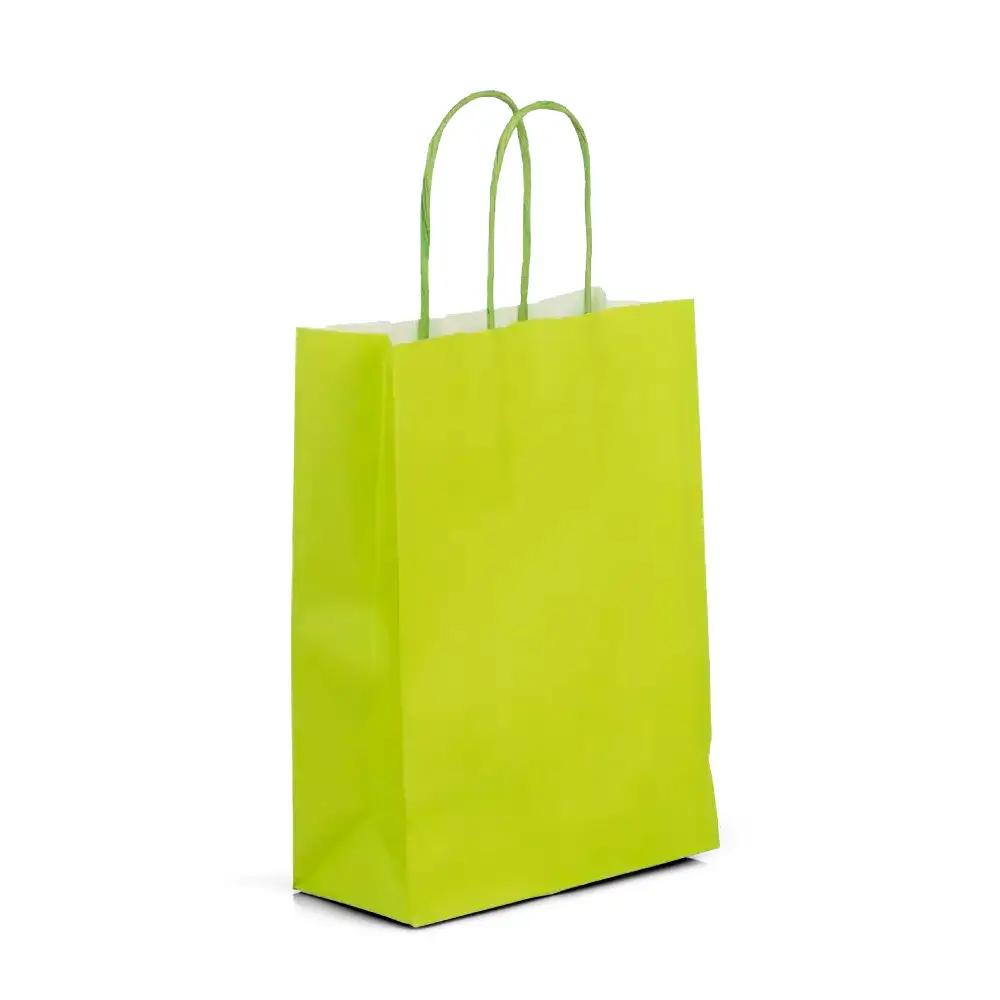 Lime Green Premium Italian Paper Carrier Bags with Twisted Handles