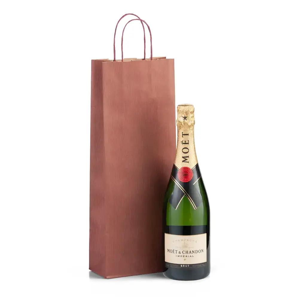 Italian Bordeaux Paper One Bottle Bag with Twisted Handles