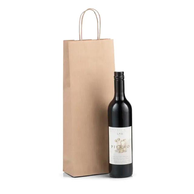 Italian Brown Paper One Bottle Bag with Twisted Handles