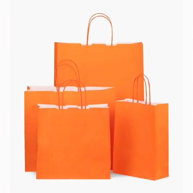 Orange Premium Italian Paper Carrier Bags with Twisted Handles