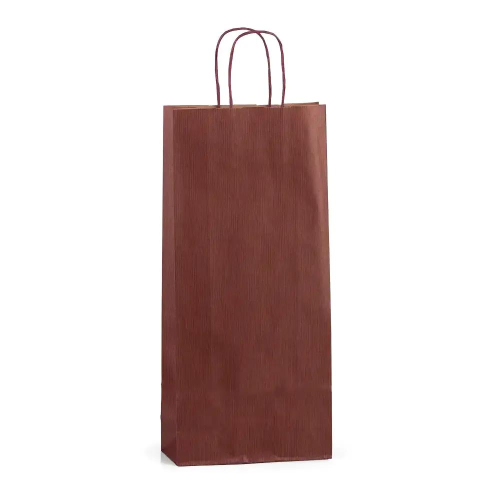 Italian Bordeaux Paper Two Bottle Bag with Twisted Handles