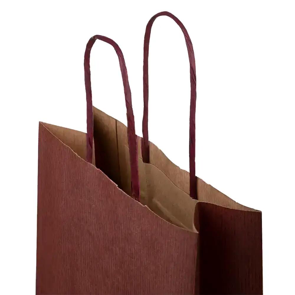 Italian Bordeaux Paper Two Bottle Bag with Twisted Handles