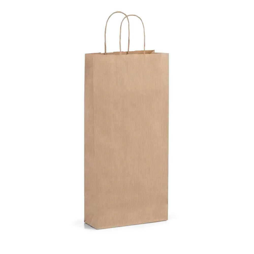 Italian Brown Paper Two Bottle Bag with Twisted Handles