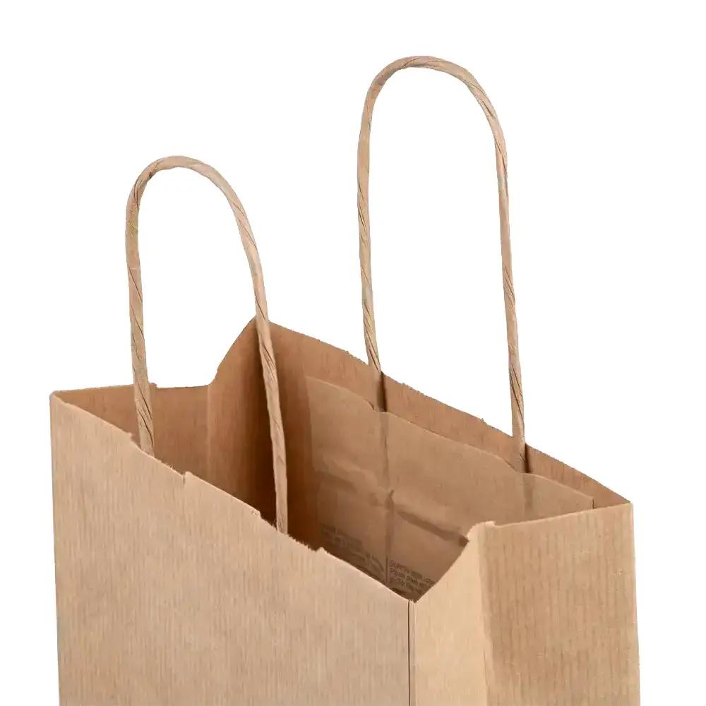 Italian Brown Paper Two Bottle Bag with Twisted Handles