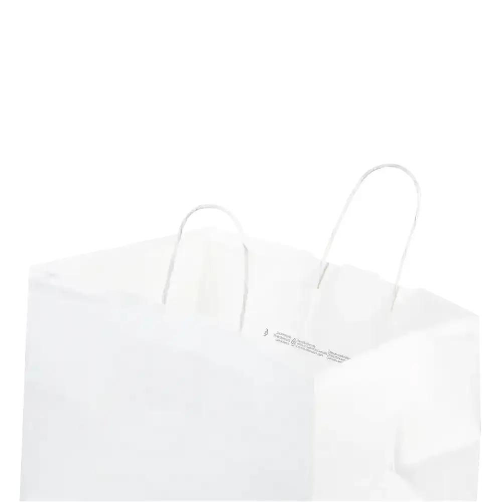 White Wide Base Paper Carrier Bags With Twisted Handles