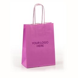 Pink Printed Paper Carrier Bags with Twisted Handles