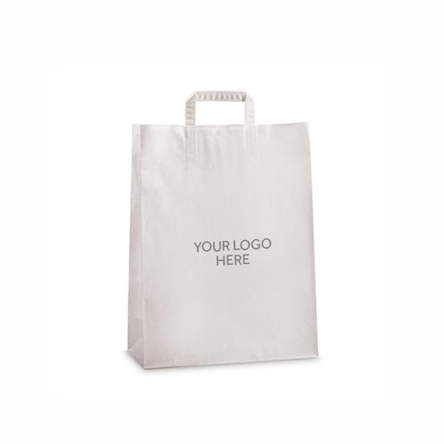 White Printed Carrier Bags with Internal Flat Handles